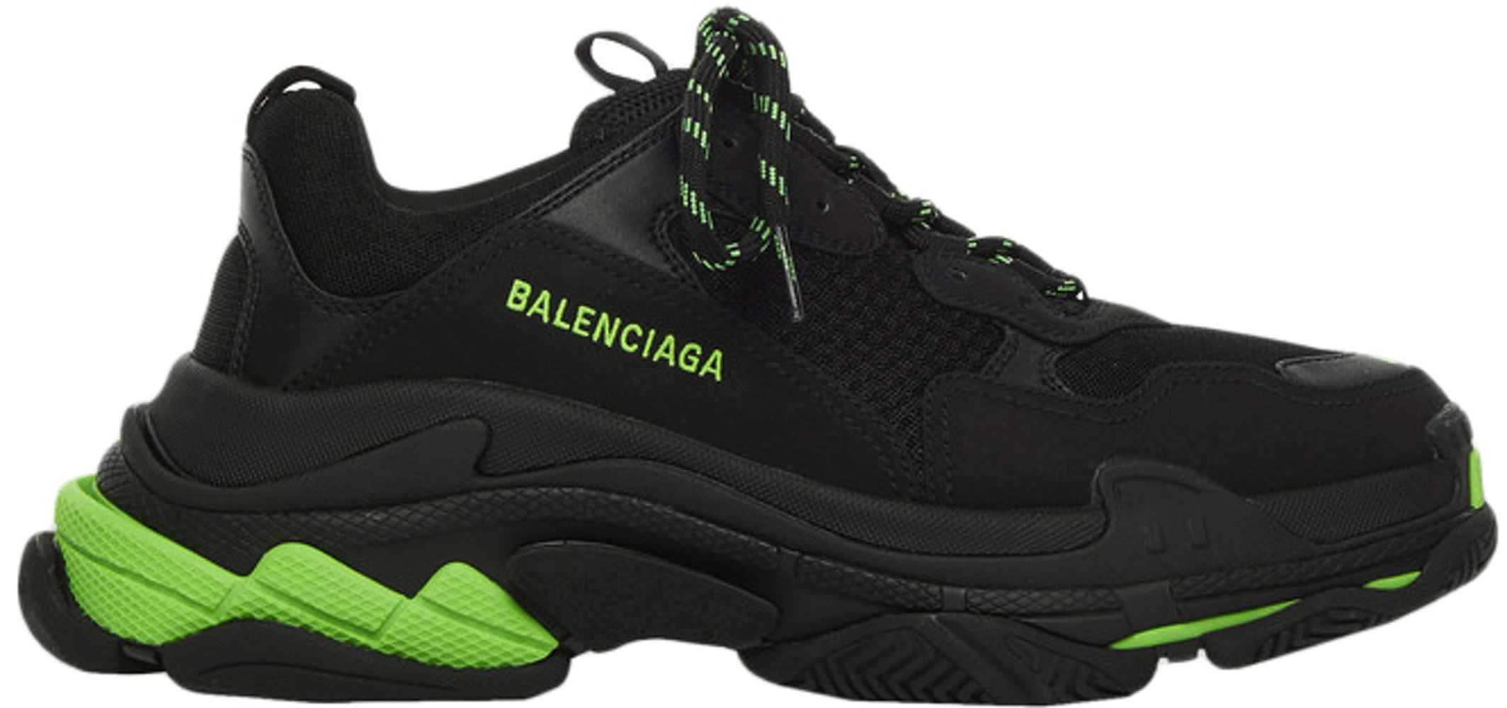 Balenciaga Triple S Black Fluo Green Shoes (M)