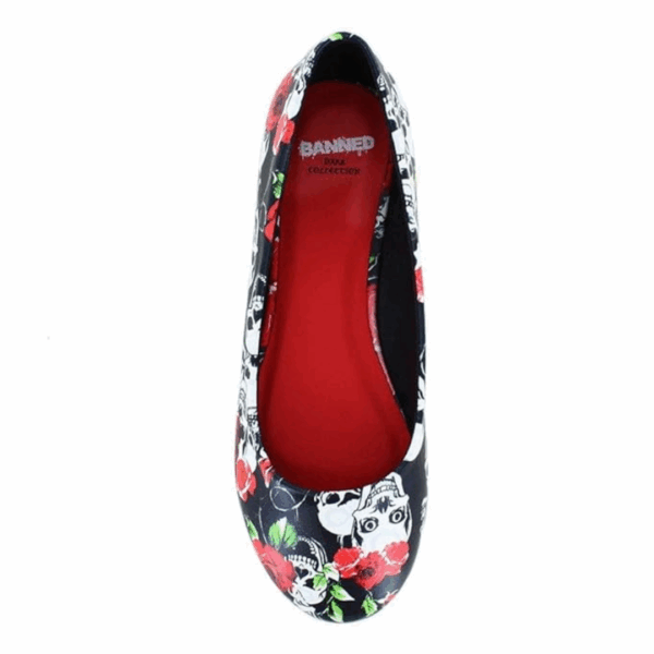 Banned Retro Skull Rose Flats - Image 4