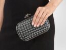 Bottega Veneta Knot Clutch In Boucher Intreccio Green