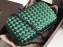 Bottega Veneta Knot Clutch In Boucher Intreccio Green