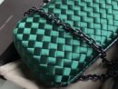 Bottega Veneta Knot Clutch In Boucher Intreccio Green