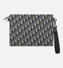 Christian Dior A5 Triangle Pouch Beige and Black