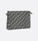 Christian Dior A5 Triangle Pouch Beige and Black