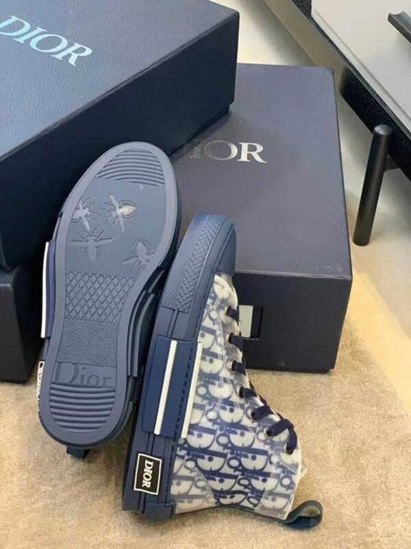 Christian Dior B23 Oblique SneakersHigh-Top Sneaker Spring /Summer Collection Navy Blue - Image 4