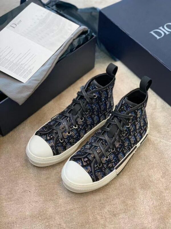 Christian Dior Crystal B23 Oblique SneakersHigh-Top Sneaker Spring/Summer Collection Black - Image 2