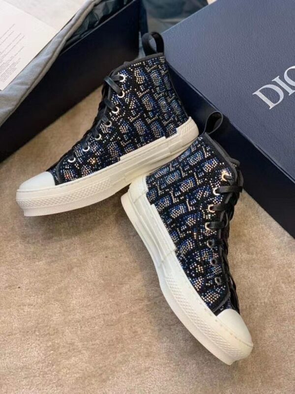 Christian Dior Crystal B23 Oblique SneakersHigh-Top Sneaker Spring/Summer Collection Black - Image 8