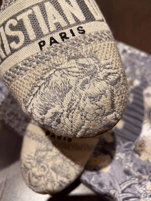Christian Dior Dior Off Mule Slippers Embroidered CottonSpring /Summer 2020 Collection, Grey /Ecru - Image 9