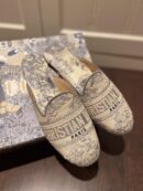 Christian Dior Dior Off Mule Slippers Embroidered CottonSpring /Summer 2020 Collection, Grey /Ecru