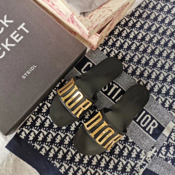 Christian Dior Diorevolution Logo SlippersSpring/Summer Collection Black