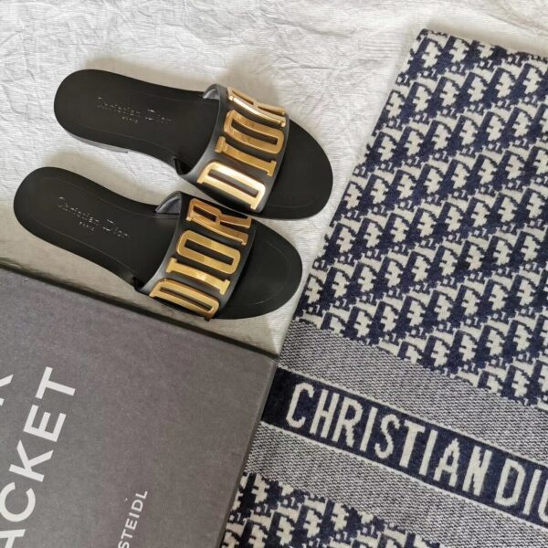 Christian Dior Diorevolution Logo SlippersSpring/Summer Collection Black - Image 3
