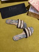 Christian Dior Dway Kaleidiorscopic Mule Sandals in Embroidered CottonSpring /Summer 2020 Collection, Black /Yellow
