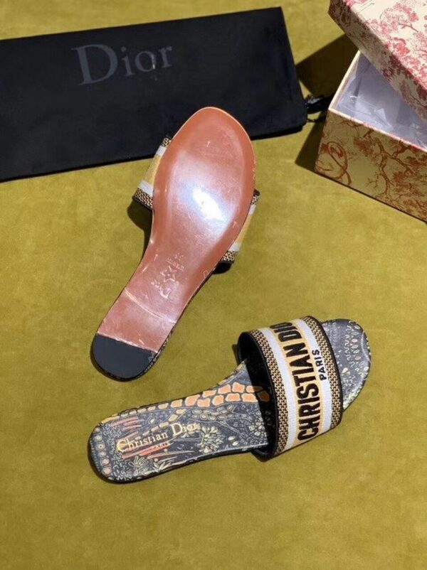 Christian Dior Dway Kaleidiorscopic Mule Sandals in Embroidered CottonSpring /Summer 2020 Collection, Black /Yellow - Image 9