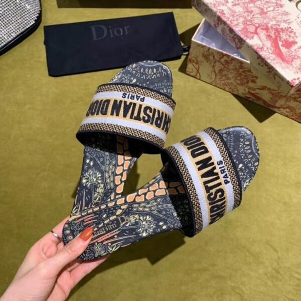 Christian Dior Dway Kaleidiorscopic Mule Sandals in Embroidered CottonSpring /Summer 2020 Collection, Black /Yellow - Image 6