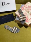 Christian Dior Dway Kaleidiorscopic Mule Sandals in Embroidered CottonSpring /Summer 2020 Collection, Black /Yellow