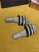 Christian Dior Dway Kaleidiorscopic Mule Sandals in Embroidered CottonSpring /Summer Collection Green /Black