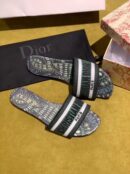 Christian Dior Dway Kaleidiorscopic Mule Sandals in Embroidered CottonSpring /Summer Collection Green /Black