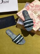 Christian Dior Dway Kaleidiorscopic Mule Sandals in Embroidered CottonSpring /Summer Collection Green /Black
