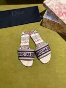 Christian Dior Dway Kaleidiorscopic Mule Sandals in EmbroideredPink/Burgundy