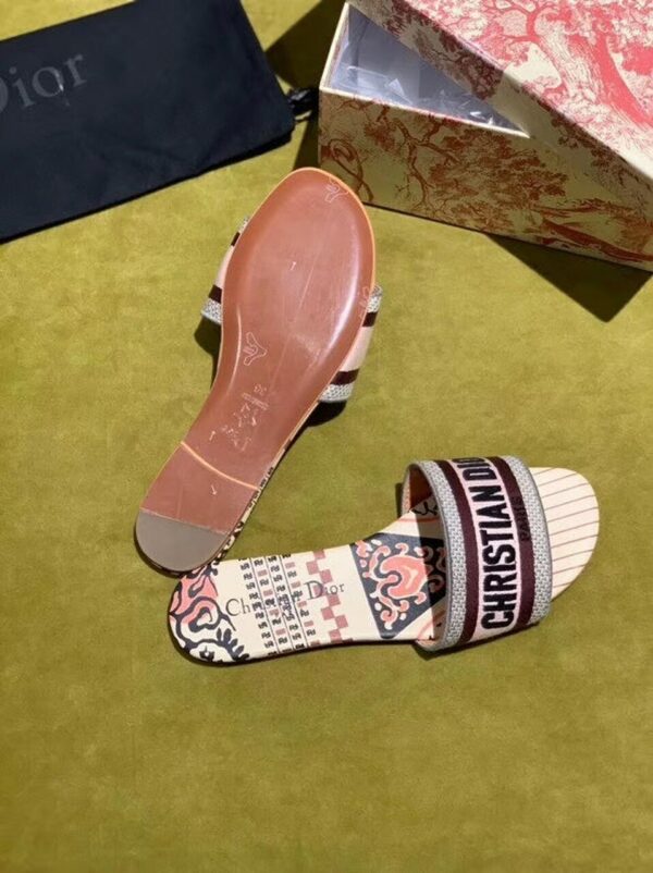 Christian Dior Dway Kaleidiorscopic Mule Sandals in EmbroideredPink/Burgundy - Image 9