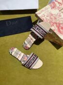 Christian Dior Dway Kaleidiorscopic Mule Sandals in EmbroideredPink/Burgundy