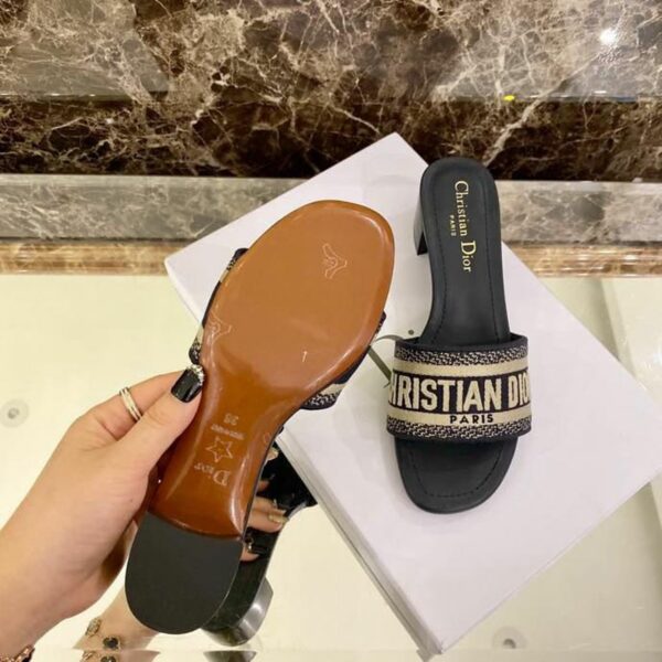 Christian Dior Dway Mules in Embroidered CottonSpring /Summer 2020 Collection, Navy Blue - Image 9
