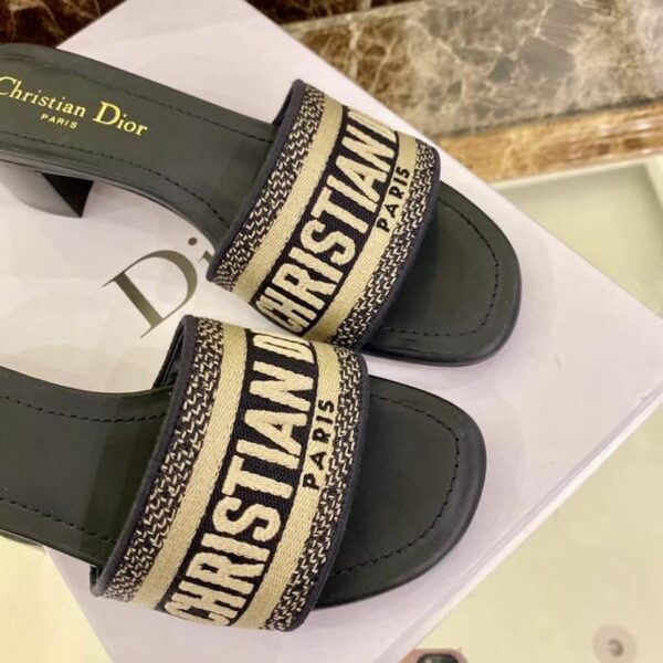 Christian Dior Dway Mules in Embroidered CottonSpring /Summer 2020 Collection, Navy Blue - Image 6