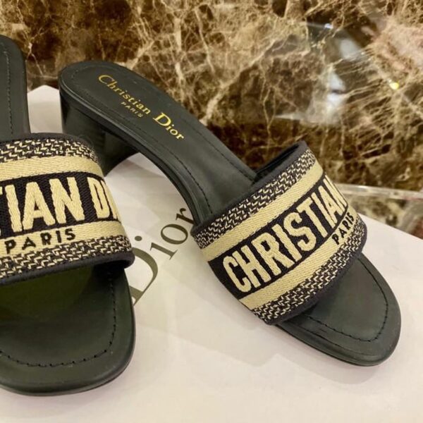 Christian Dior Dway Mules in Embroidered CottonSpring /Summer 2020 Collection, Navy Blue - Image 10