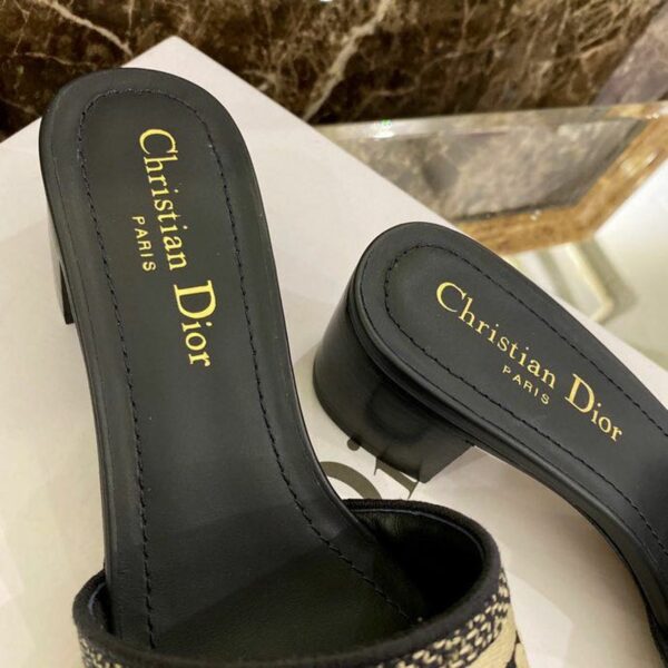 Christian Dior Dway Mules in Embroidered CottonSpring /Summer 2020 Collection, Navy Blue - Image 3