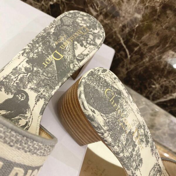 Christian Dior Dway Mules in Embroidered CottonSpring /Summer Collection Grey - Image 6