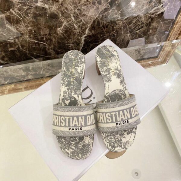 Christian Dior Dway Mules in Embroidered CottonSpring /Summer Collection Grey