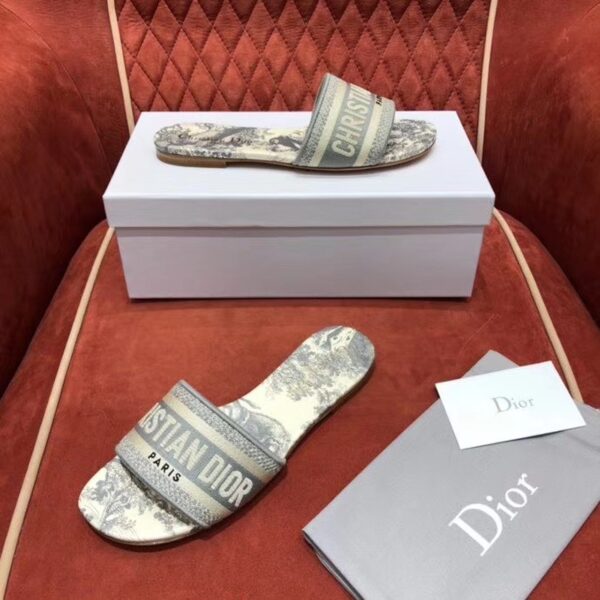 Christian Dior Dway Sandals in Embroidered CottonSpring /Summer 2020 Collection, Grey