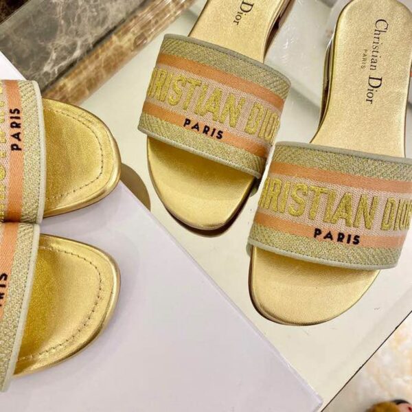 Christian Dior Dway Sandals in Embroidered CottonSpring /Summer Collection Gold - Image 4