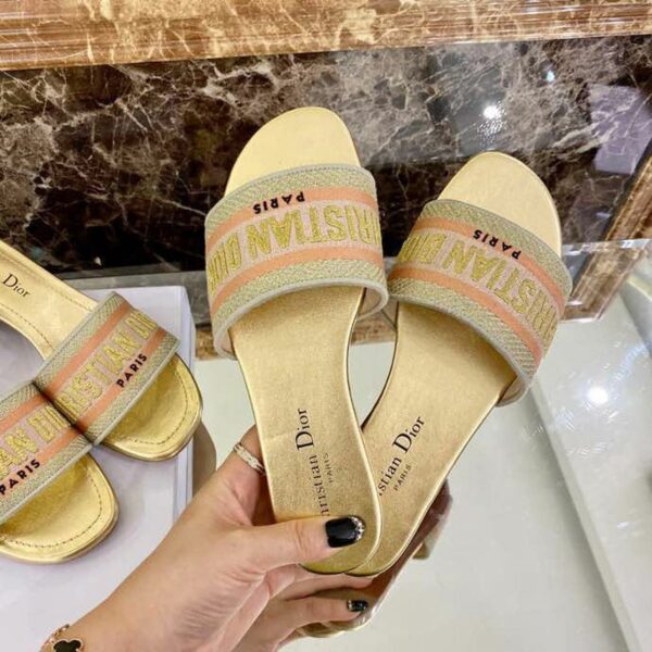 Christian Dior Dway Sandals in Embroidered CottonSpring /Summer Collection Gold - Image 5
