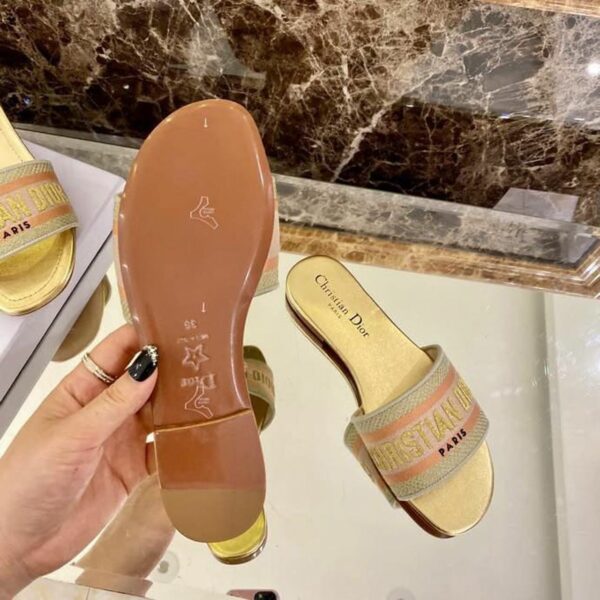 Christian Dior Dway Sandals in Embroidered CottonSpring /Summer Collection Gold - Image 9