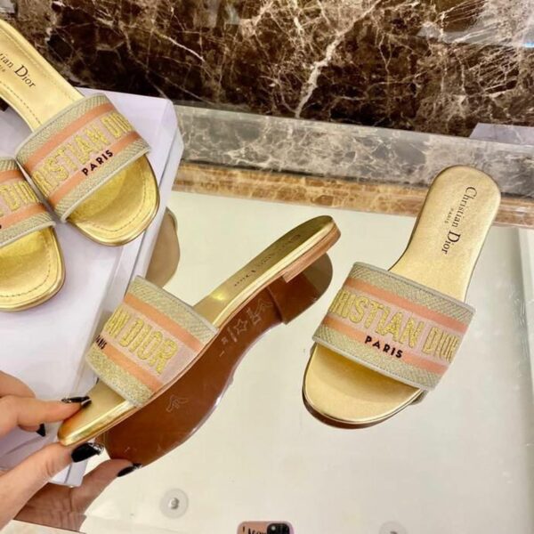 Christian Dior Dway Sandals in Embroidered CottonSpring /Summer Collection Gold - Image 11