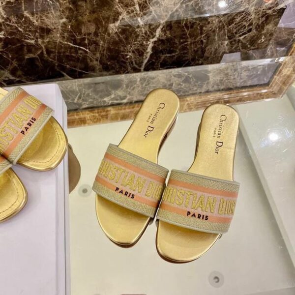 Christian Dior Dway Sandals in Embroidered CottonSpring /Summer Collection Gold - Image 8