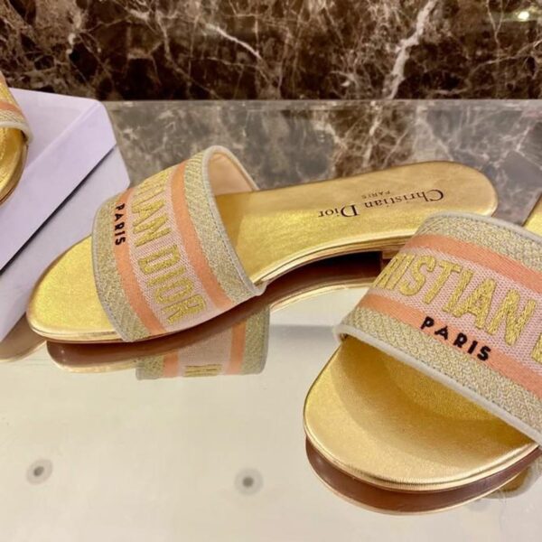 Christian Dior Dway Sandals in Embroidered CottonSpring /Summer Collection Gold - Image 10