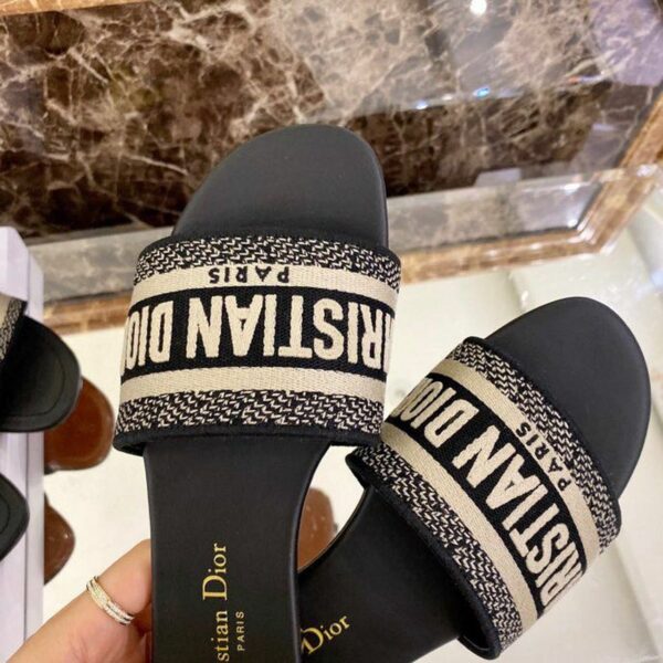 Christian Dior Dway Sandals in Embroidered CottonSpring/Summer 2020 Collection, Black - Image 9