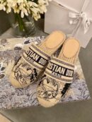 Christian Dior Tiger Toile de Jouy Espadrille MulesSpring /Summer 2020 Collection, Navy /Beige