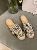 Christian Dior Tiger Toile de Jouy Espadrille MulesSpring /Summer 2020 Collection, Navy /Beige