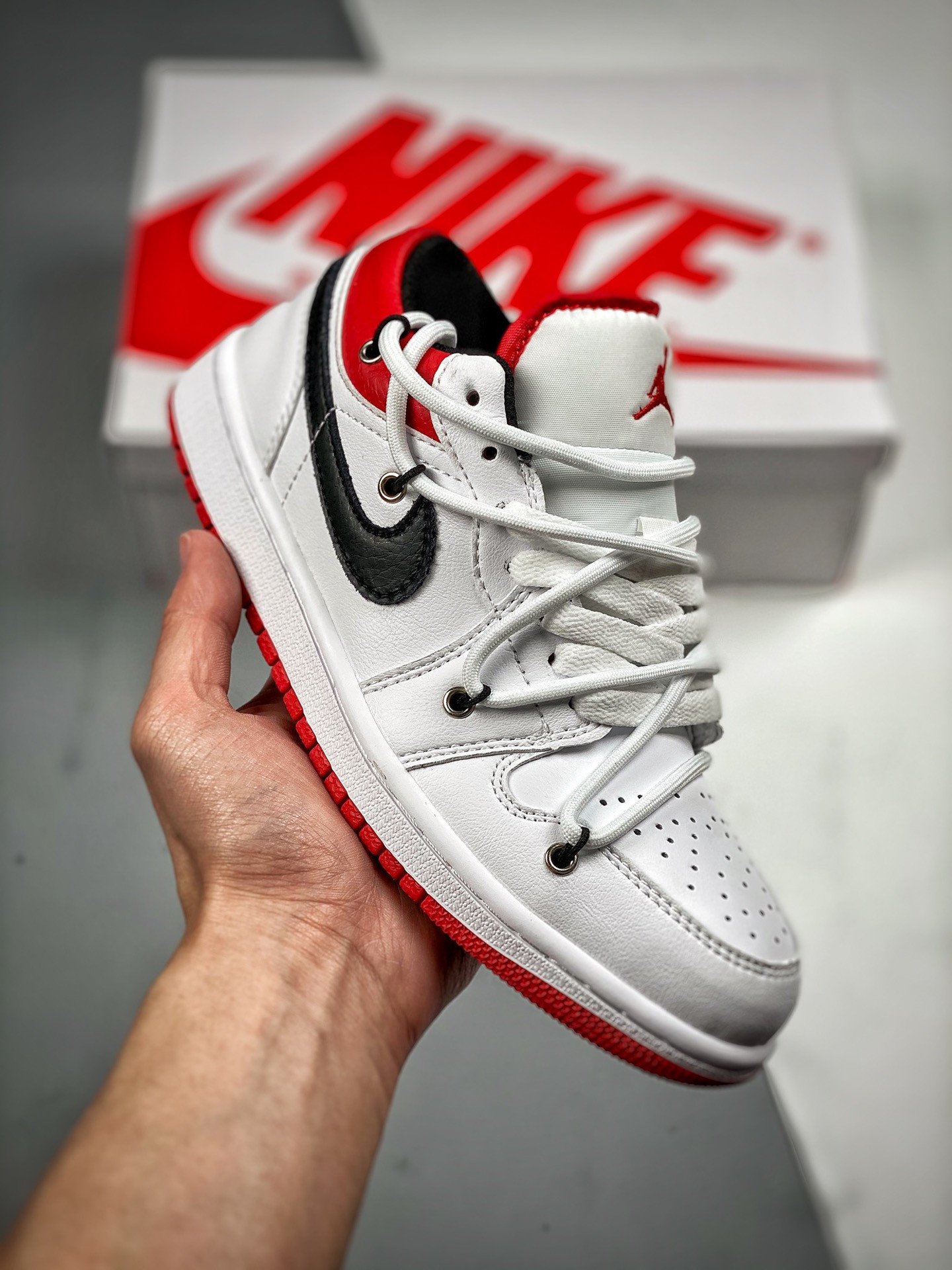 Custom Air Jordan 1 Low White University Red Black