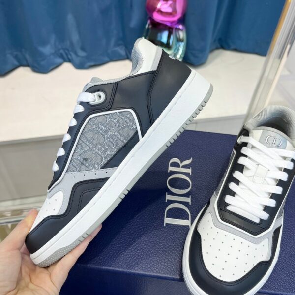 Dior B27 Low Top Sneaker Anthracite Ruthenium Colored Oblique Jacquard Gray White - Image 3