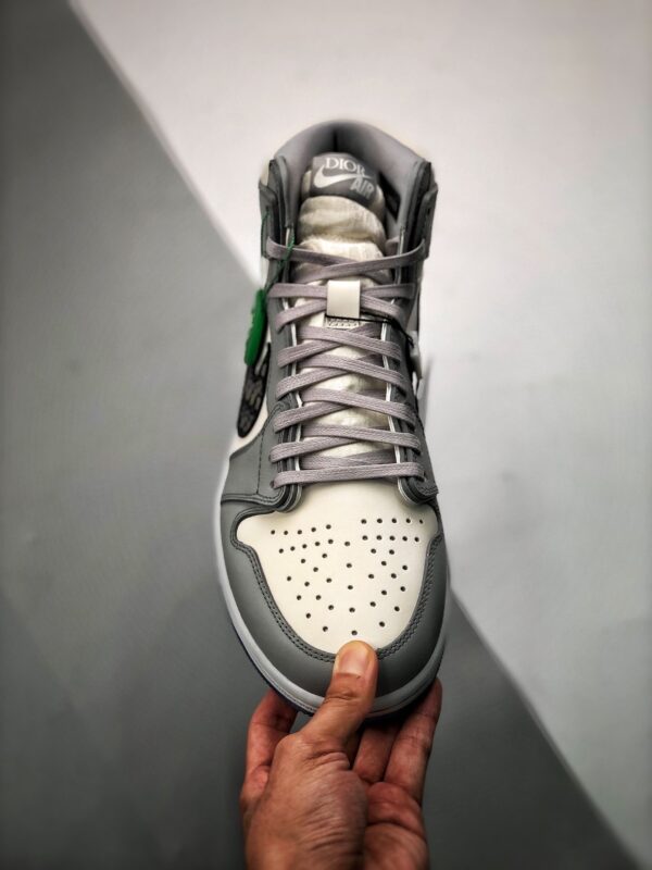 Dior x Air Jordan 1 High OG Wolf Grey/Sail-Photon Dust-White CN8607-002 - Image 3