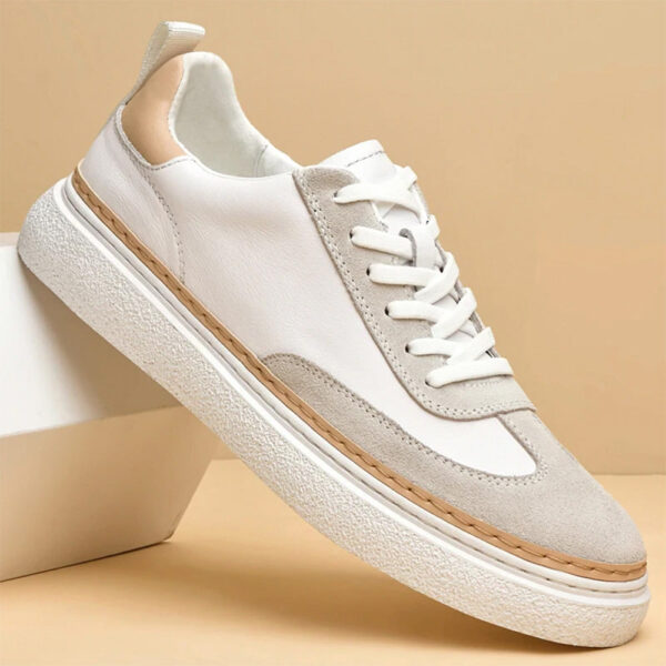 Fashion New Genuine Leather Casual Yellow White Shoes - Image 2