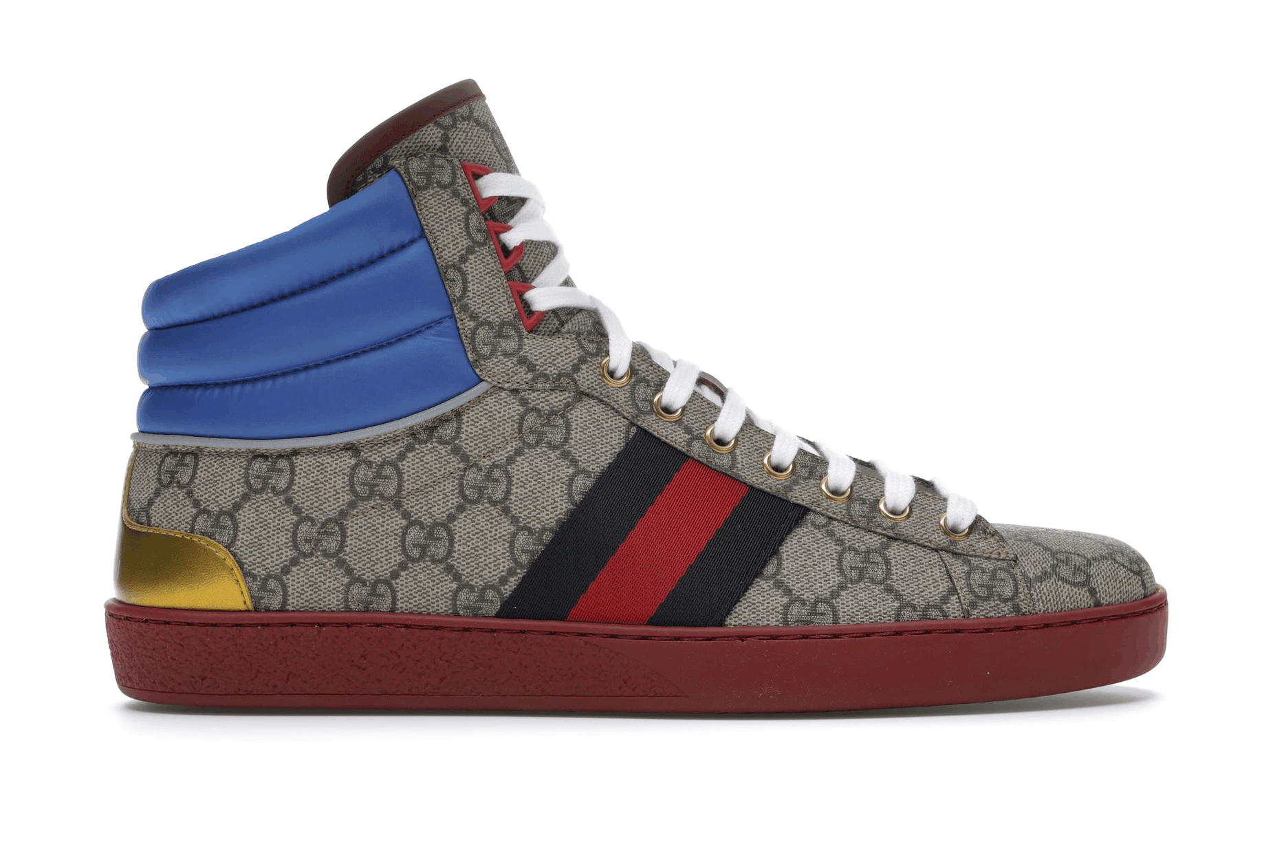 Gucci Ace GG High Top Beige Ebony Shoes (M)