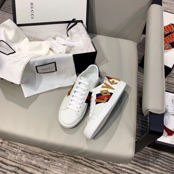 Gucci Ace Sneaker with Loved EmbroiderySpring/Summer Collection White Women Shoes - Image 5