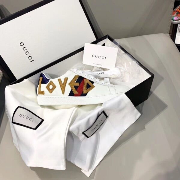 Gucci Ace Sneaker with Loved EmbroiderySpring/Summer Collection White Women Shoes - Image 3