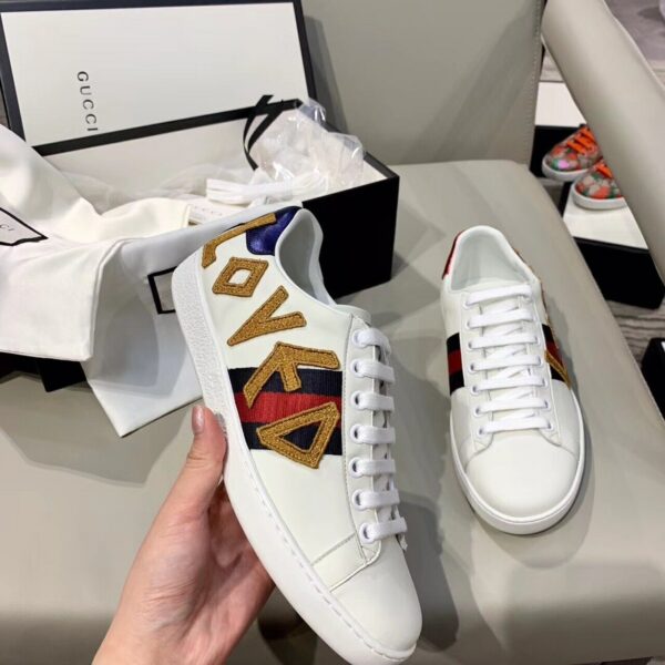 Gucci Ace Sneaker with Loved EmbroiderySpring/Summer Collection White Women Shoes - Image 6