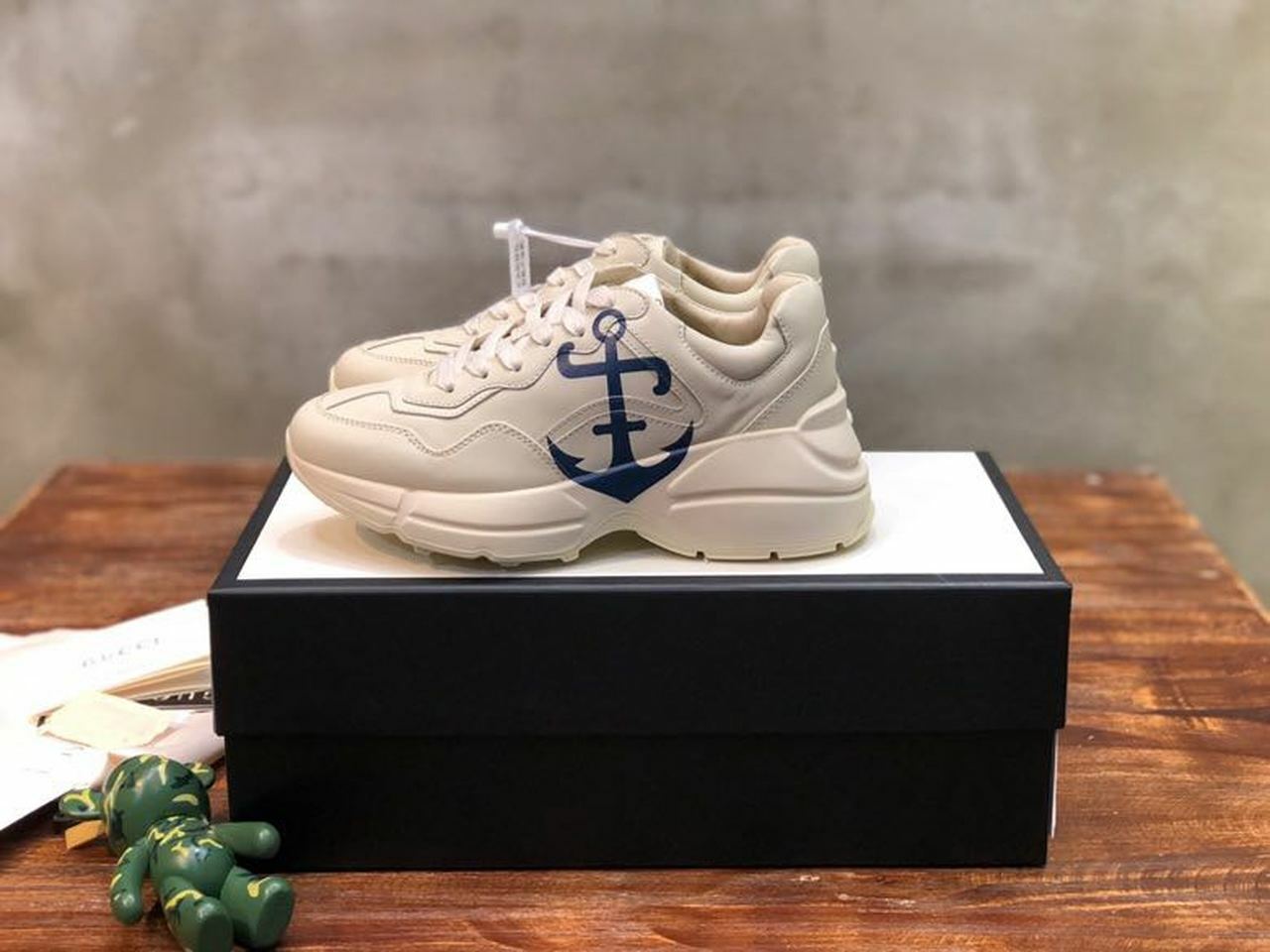 Gucci Anchor Rhyton Dad Sneakers 619896Spring/Summer 2020 Collection, Off White/Blue Women Shoes