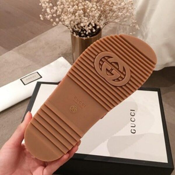 Gucci Angelina GG Logo Canvas Flatform Slide Sandals Spring/Summer Collection Red Women Shoes - Image 5